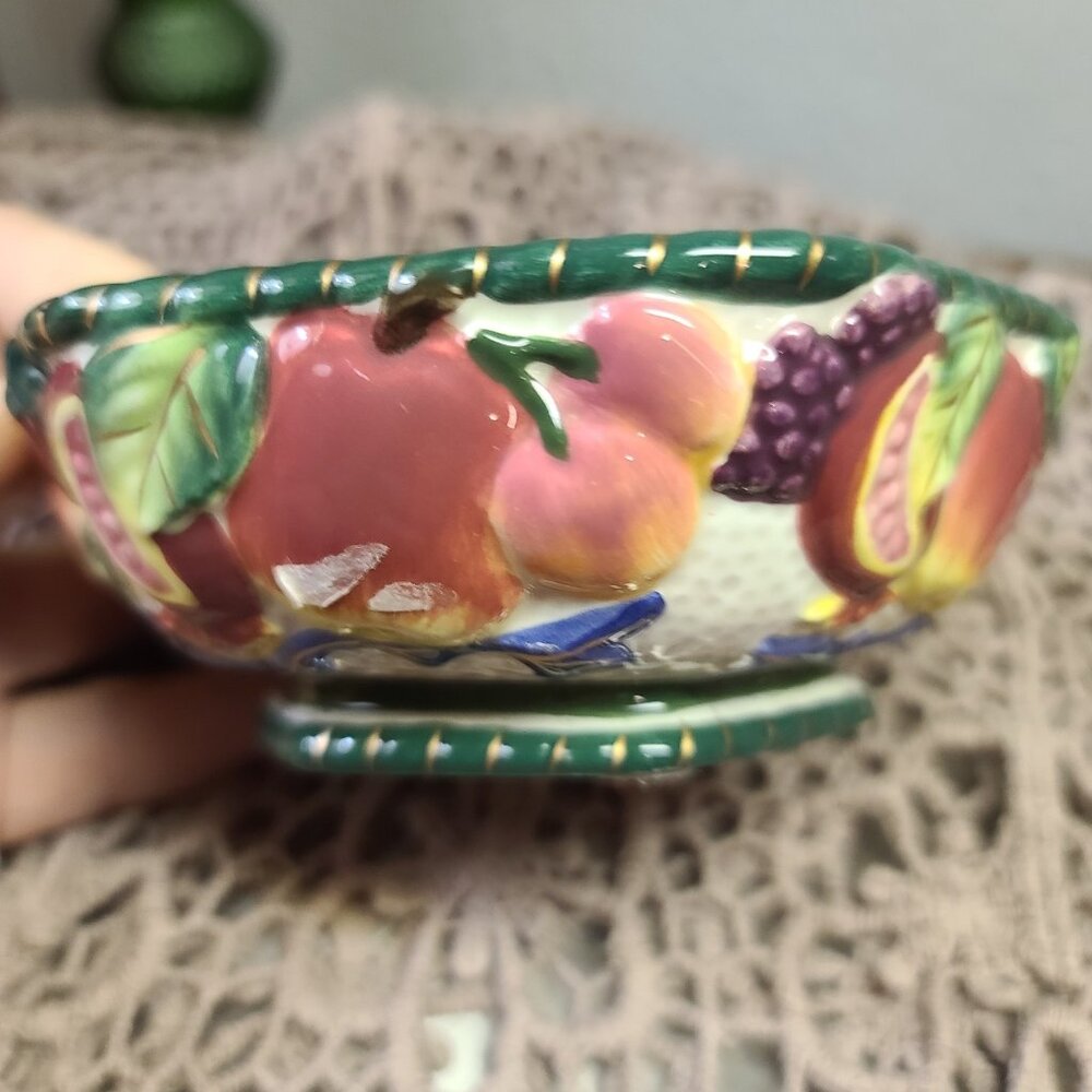 Fitz & Floyd Florentine Fruit Open Hexogonal Potpourri Bowl Discontinued Pattern